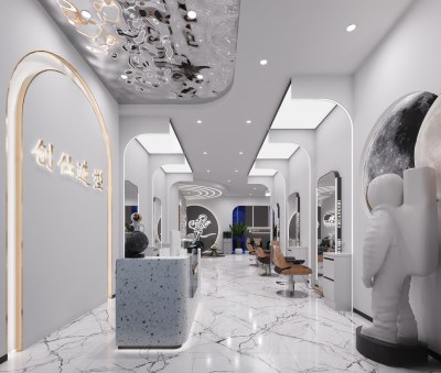 现代美发店3D模型下载